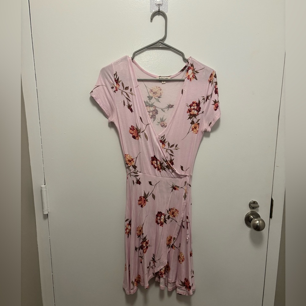 Pink floral wrap dress - super comfortable.